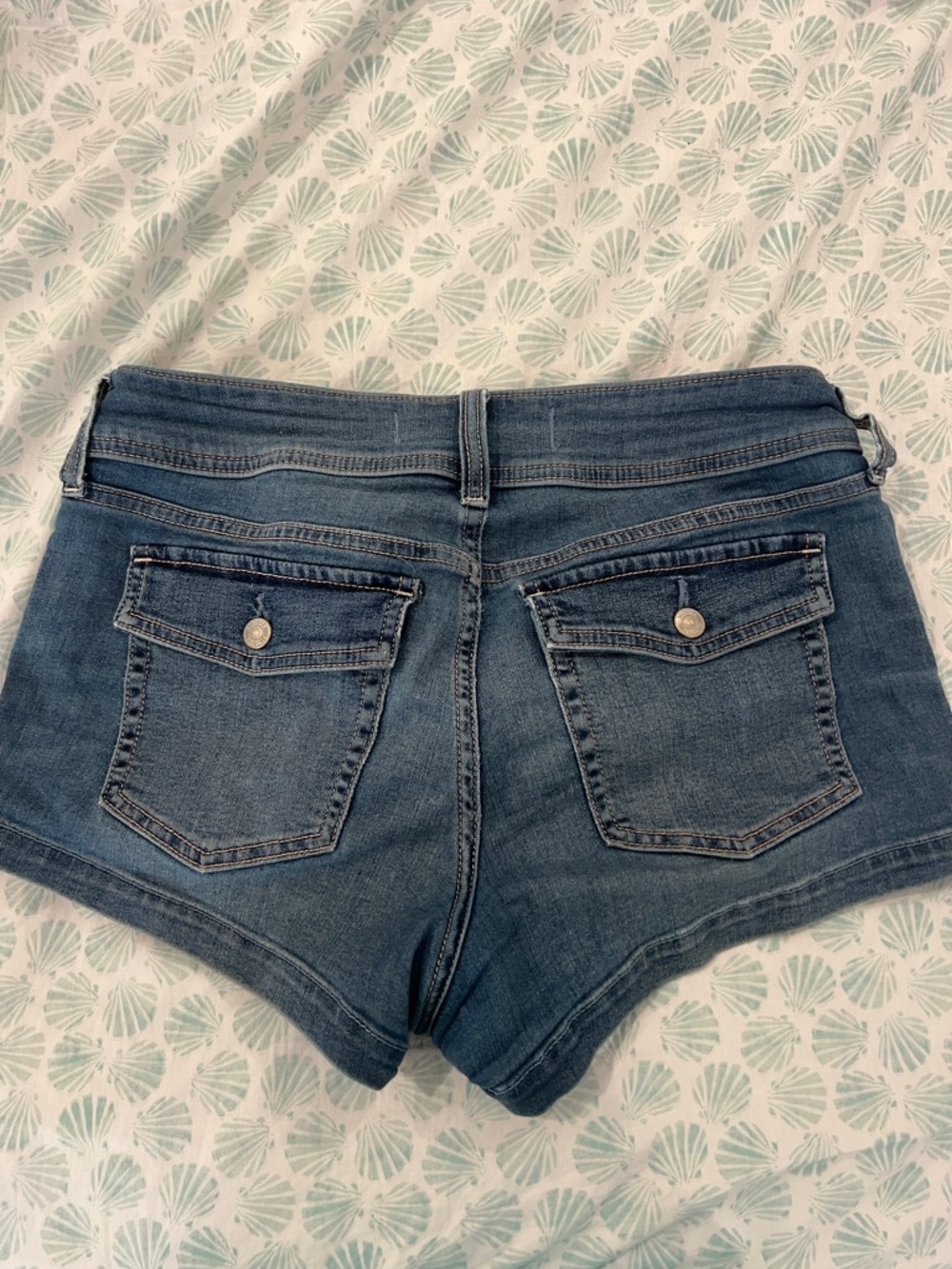 Hollister Light Blue Low-Rise Shortie Shorts